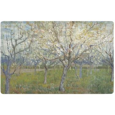 Imagem de TSENQUE Tapetes de porta personalizados com estampa de amendoeira Vincent Vangogh, tapetes fofos de boas-vindas para porta da frente laváveis tapetes de entrada internos para casa tapete de porta da