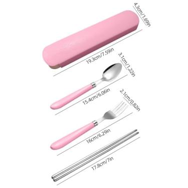 Imagem de Conjunto de talheres de viagem de aço inoxidável, utensílio portátil, inclui garfo e colher pauzinhos para acampamento com estojo de almoço