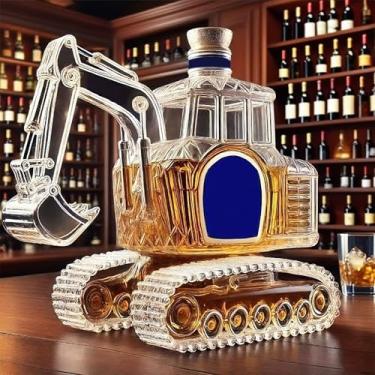 Imagem de Garrafa de garrafa de uísque, escavadeira, 300 ml, nova, decantador de vidro, estátua de arte, esculpida à mão, garrafa de vinho vazia, dispensador de licor, divertido, decoração de bar, presente para