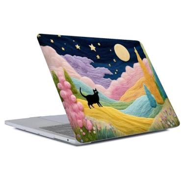Imagem de Punmada Capa para MacBook Air 13 polegadas versão 2022/2025 modelo A2681/A3240 M2/M4 chip transparente, capa para laptop com padrão premium de fada gato preto cor vila
