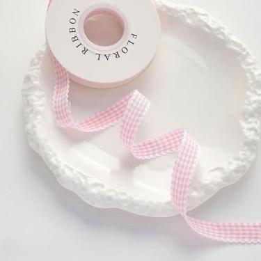 Imagem de 1 rolo de flor/fio quadriculado chiffon seda poliéster tecido fitas de cetim para embrulho de presente convites de casamento buquê de flores