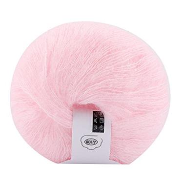 Imagem de Ainoli Soft Mohair Tricô Fio de Lã DIY Xale Cachecol Suprimentos de Linha de Crochê (40 rosa claro)