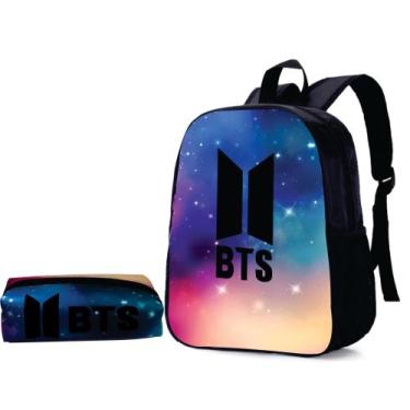 Imagem de Mochila E Estojo Bts Escolar Porta Notebook Arco Iris - Open Sea