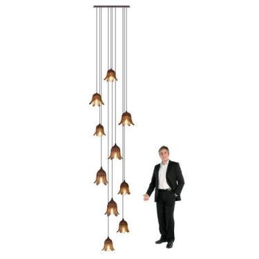 Imagem de Lustre Pendente Para Sala Pé direito Alto Duplo Flora Marrom - Otago