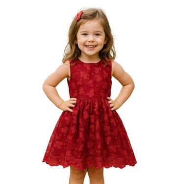 Imagem de Vestido Infantil Natal Vermelho Renda Princesa Menina Festa - Trick Ni