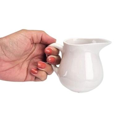 Imagem de Leiteira de Porcelana Lisa Branca Clean Jarrinha Jarra 190ml - Lyor