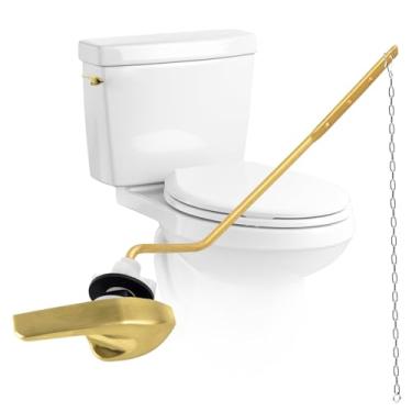 Imagem de Kit de substituição de alça de vaso sanitário universal escovada, alça de descarga de vaso sanitário compatível com Kohler K-GP30324-CP/TOTO/American Standard, corrente melindrosa de aço inoxidável