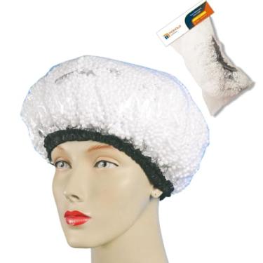 Imagem de Touca Térmica Metalizada Bolinhas Isopor Hidratação Coloração Capilar Eficaz Cabelo Salão Cacheado Marca MONOLO (Branco)