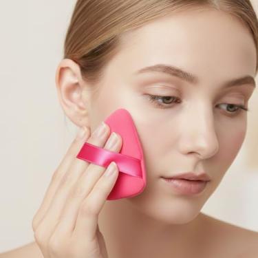 Imagem de Esponja de maquiagem triangular de 6 peças - pó puff, esponjas cosméticas com alça, ferramentas de maquiagem de beleza para mulheres formais diárias, vermelho
