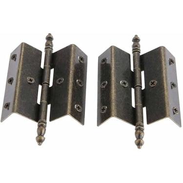 Imagem de 2 peças de bronze antigo porta de armário dobradiça coroa dobradiça joias vintage caixa de madeira 8 furos decoração acessórios móveis 55 * 51 mm dobradiças