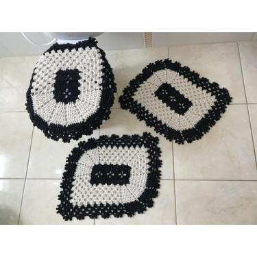 Imagem de Jogo de Banheiro em Crochê Topázio 3 Peças - Myrna Crochê, Preto