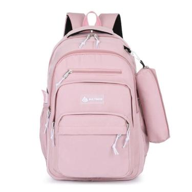 Imagem de Mochila Executiva Escolar Com Estojo De Grande Capacidade Nylon Impermeável - Rosa