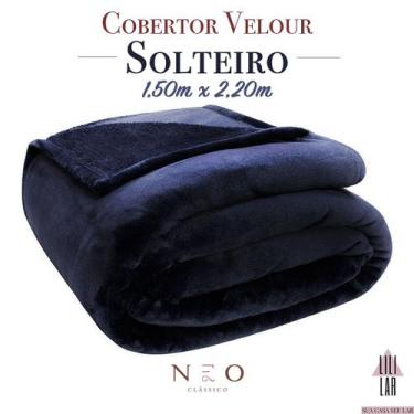 Imagem de Cobertor Solteiro Velour Premium Manta Microfibra Azul Marinho - CAMES
