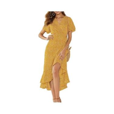 Imagem de Vestido Maxi Boho Com Estampa Floral Para Mulheres, Vestido Casual De 