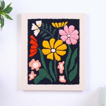 Imagem de Harimau Kit de agulha de perfuração de bordado com moldura 65250, kits de bordado para iniciantes, tecido de agulha de perfuração com padrão, passador, fios, argolas de bordado e furador de tapete