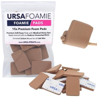 Imagem de Almofadas de espuma URSA para microfones Lavalier – Almofadas de microfone macias para reduzir o ruído da roupa e proteger contra fricção – Pacote com 12 com adesivo hipoalergênico (caramelo)