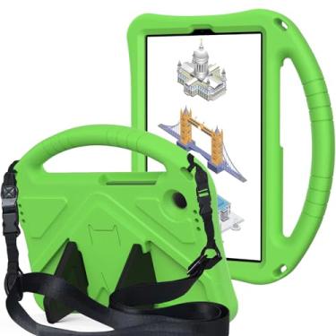 Imagem de QYiiD Capa infantil para Galaxy Tab A11 Plus 2025 e A9 Plus 2023 28 cm, capa protetora de EVA infantil à prova de choque com alça de suporte, alça de ombro, suporte para A11 Plus/A9 Plus, verde