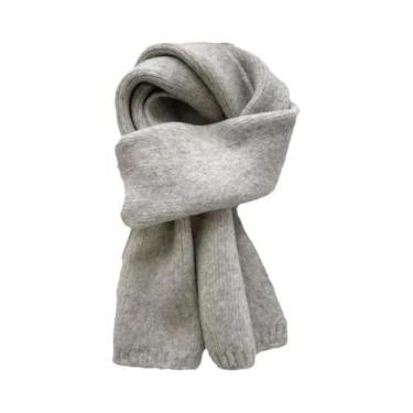 Imagem de Cachecol De Lã De Ovelha Longo E Grosso Para Homens E Mulheres, Cor Só