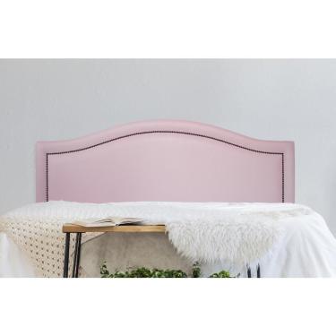 Imagem de Cabeceira Queen Curva Luxo 160x60 Courino Rosa - Tachas Fumê