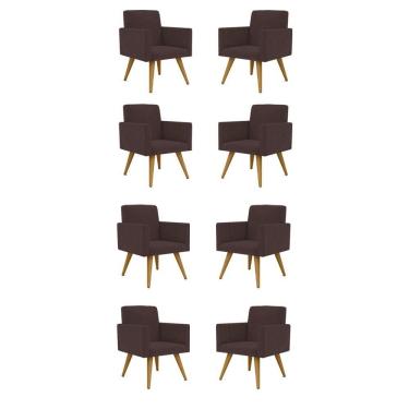Imagem de Kit 08 Poltronas Cadeira Escritório Recepção marrom