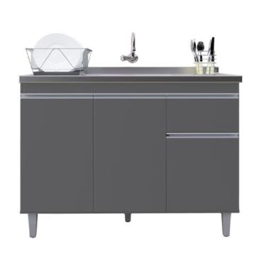 Imagem de Balcão Gabinete de Pia Pop 120cm Cinza S/Tampo - Nathan