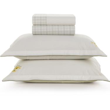 Imagem de Jogo de Cama Karsten Florata 200 Fios 4 Peças Queen Branco