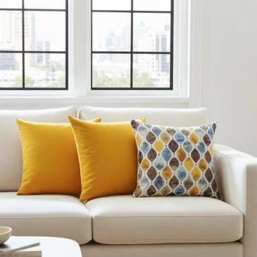 Imagem de Kit Capas Almofadas 50x50 Tecido Algodão Conjunto 3 Peças - Nallu Deco