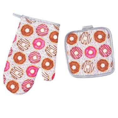Imagem de Conjunto de luvas de forno e almofadas térmicas para assar bolos, rosa
