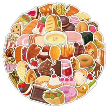 Imagem de Adesivos, chá da tarde, sobremesa, 50 peças, decalques fofos de comida