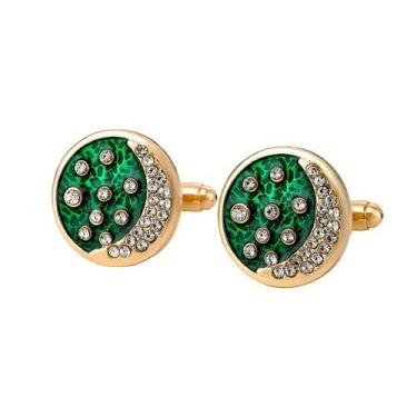 Imagem de Abotoaduras elegantes em verde e cristal para homens - yiweisai