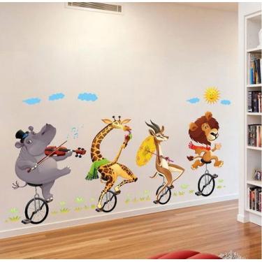 Imagem de Adesivos de parede Creative Cartoon Animal Circus 60x90cm PVC - yiweis