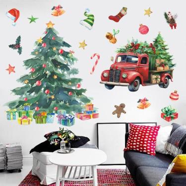 Imagem de Adesivos de parede Árvore de Natal Red Truck PVC 60x40cm - yiweisai