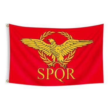 Imagem de Bandeira SPQR Império Romano 90x150cm Bandeira Vermelha de Poliéster -