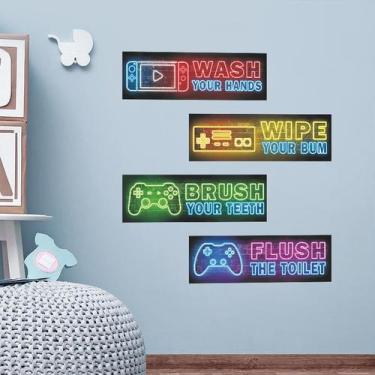 Imagem de Adesivos de parede Console de jogos Neon Style PVC 32x47cm - yiweisai
