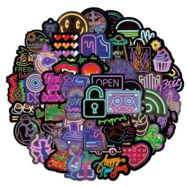 Imagem de Conjunto de adesivos de grafite de néon, 50 decalques de vinil à prova