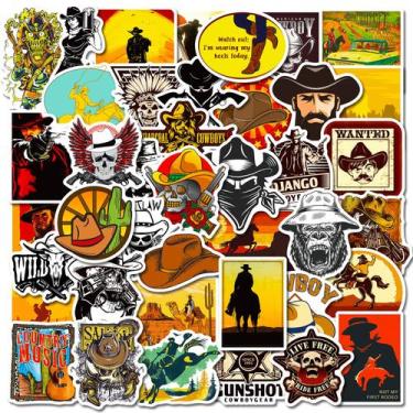 Imagem de Pacote de adesivos Western Cowboy, 50 unidades com tema Skull & Cowboy