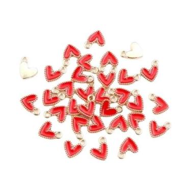 Imagem de Pingentes De Coração Coloridos Em Liga Metálica 50 Peças 9x10mm, Lindo