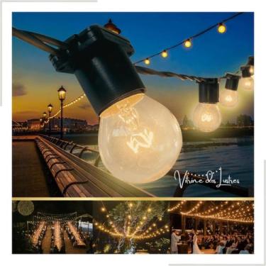 Imagem de Varal de Luzes 50 Metros com 50 Lâmpadas Amarelas Transparentes 220V E