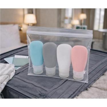 Imagem de 4 Frascos Silicone 90ml Kit Viagem Antivazamento Lovely Vibe