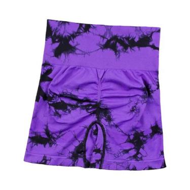 Imagem de Shorts de Cintura Alta Sem Costura Tie Dye - Fitness e Esporte para Mu
