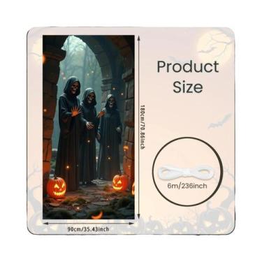 Imagem de Banner De Porta De Halloween 72x35 Polegadas Poliéster Fantasma Hospit