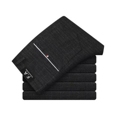 Imagem de Calças Casuais Slim Fit Estilo Clássico Masculino Listradas E Xadrez E