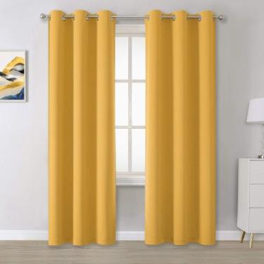 Imagem de Cortinas DUALIFE Yellow Room Darkening 42x213cm Mostarda 2 painéis