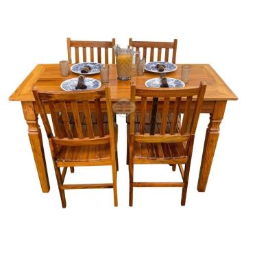 Imagem de Mesa Madeira De Demolição 140cm X 70cm Com 4 Cadeiras Ana Hickmann Sudeste Rústico