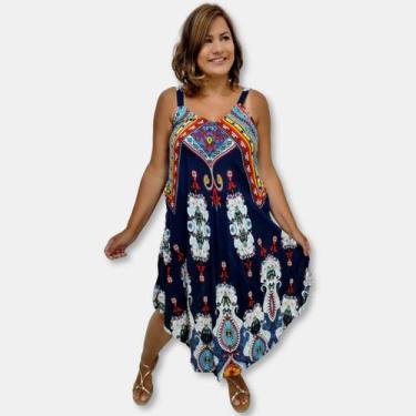 Imagem de Vestido Trapézio Indiano Alças Estampa Colorida e Arabescos  - Sarat M