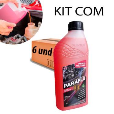 Imagem de Kit 6 Aditivos Radiador Paraflu Rosa 3004 Pronto 1 Litro