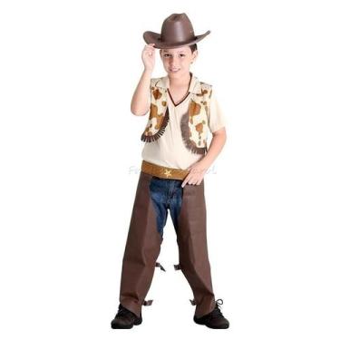 Imagem de Fantasia Cowboy Infantil Luxo Com Colete Calça e Chapéu - Sulamericana
