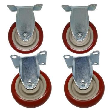 Imagem de Kit 4 Rodízios Giratório 4" Chapa Freio Duplo 2 Rolamentos - - Sousa R
