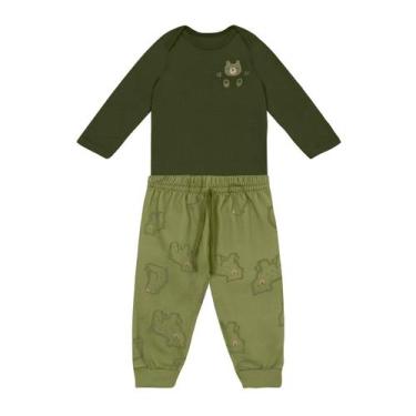 Imagem de Conjunto bebê menino em moletinho Brandili Baby, Verde, G