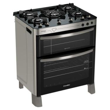 Imagem de Fogão Esmaltec Diamante Glass 5 bocas Inox com Duplo Forno e Timer Son